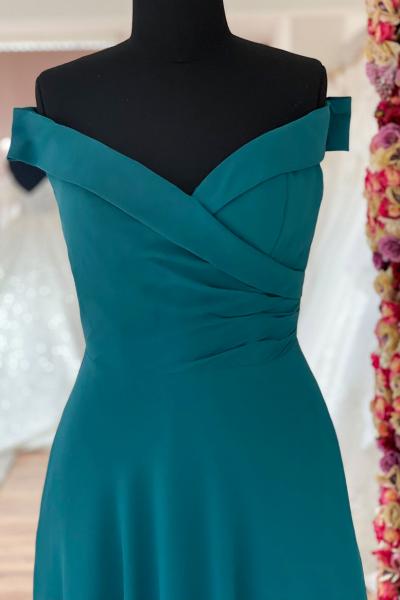 Abendkleid mit hochwertiger Chiffon Carmen-Träger